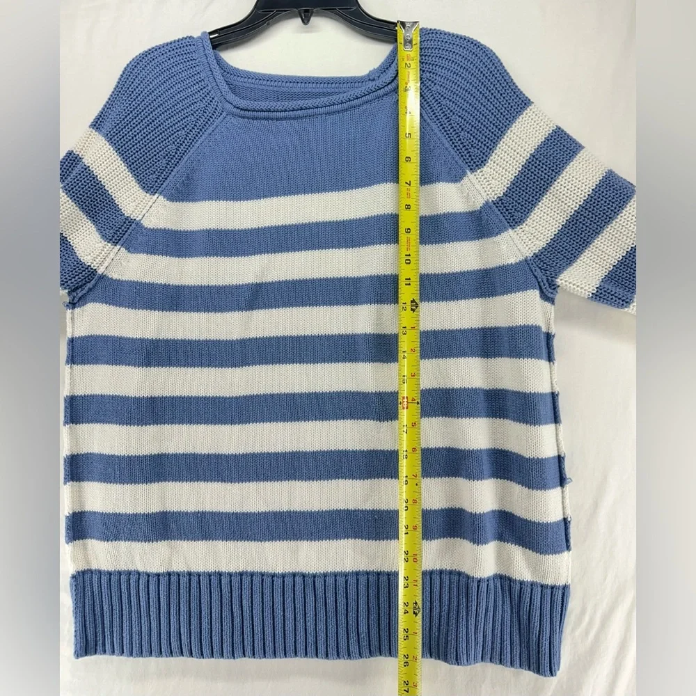 Aerie Striped Rolled Collared Sweater Blue‎ White Nautical Oversized Womens XS